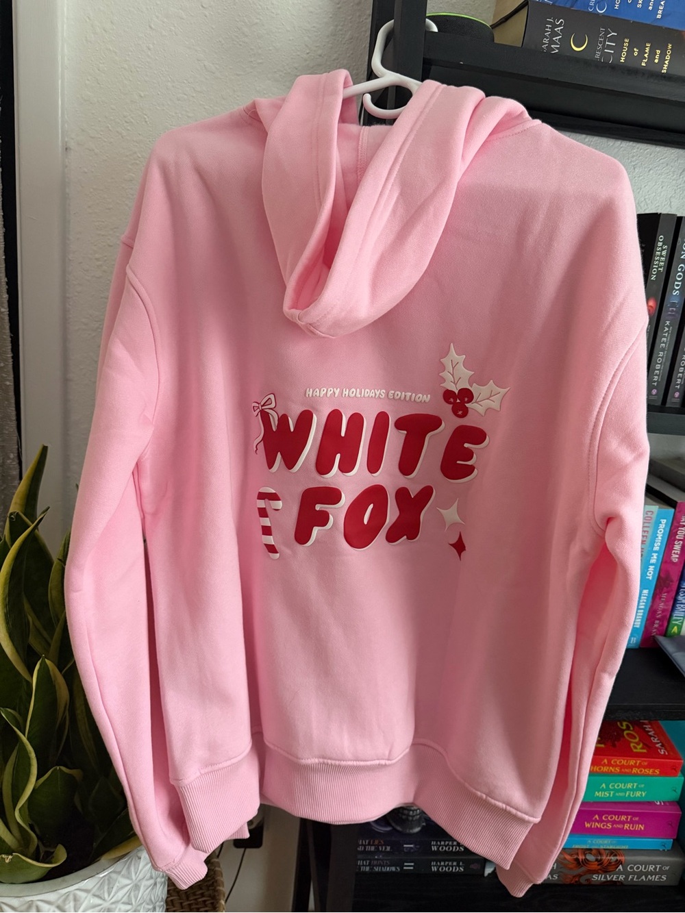 White Fox Happy Holidays Edition Pink Hoodie